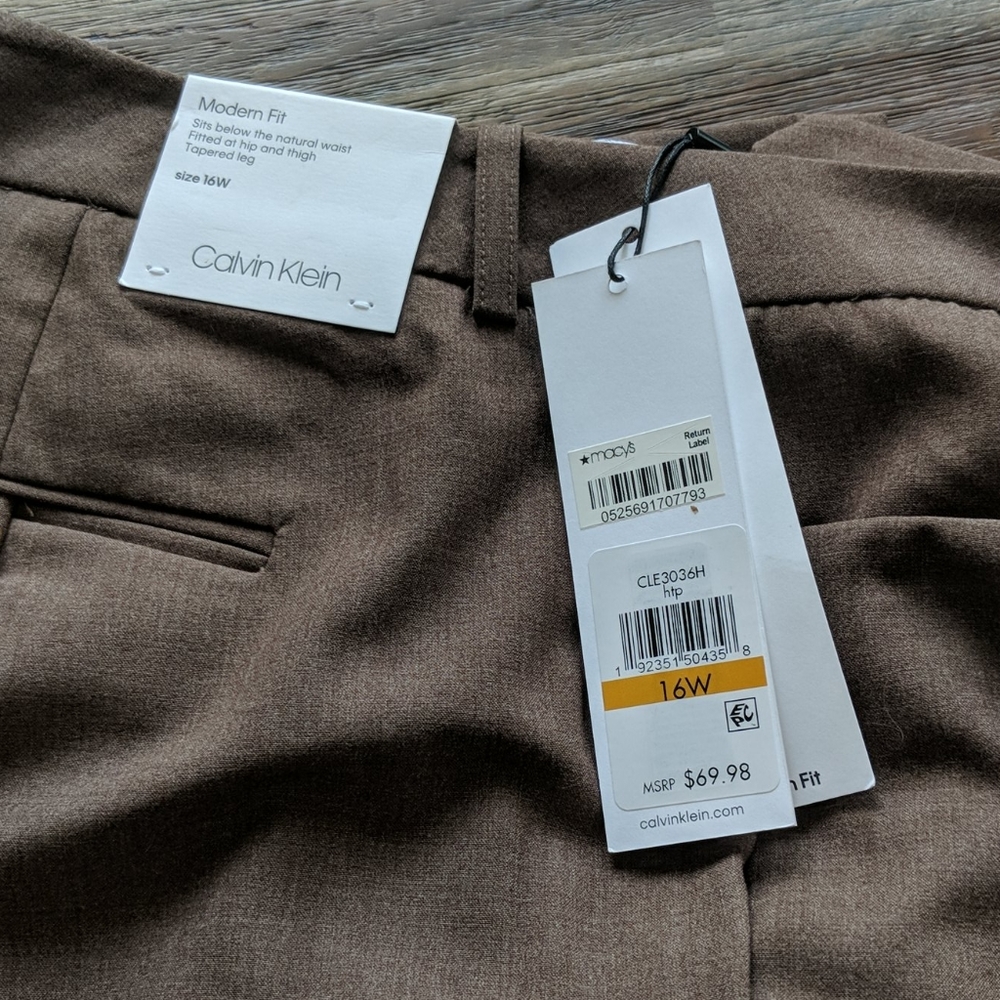 Calvin Klein brown trousers - tags on